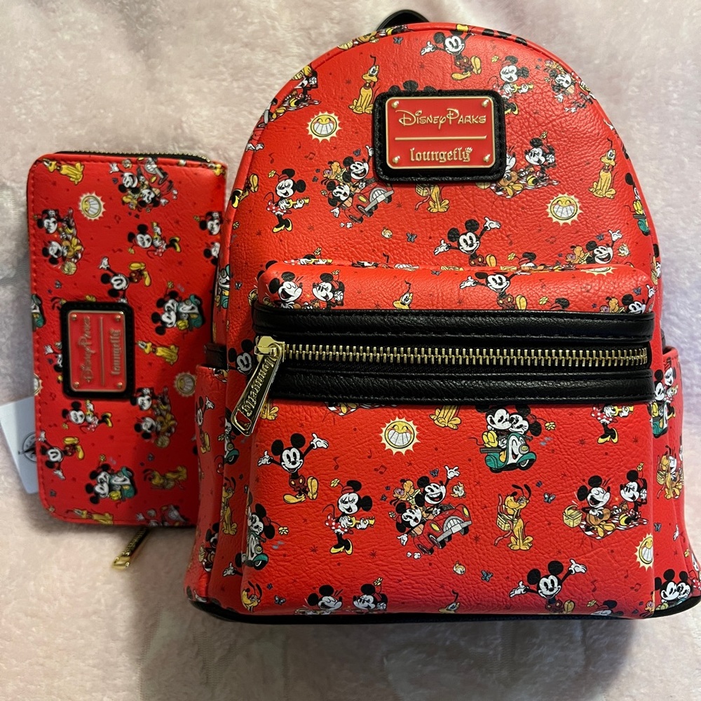 Disney Loungefly backpack with matching wallet